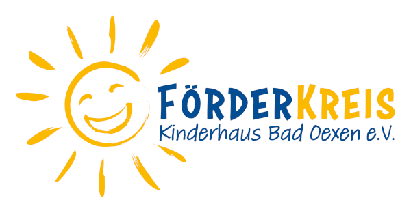 Vereinslogo, bestehend aus einer Sonne mit lachendem Gesicht und der Bezeichnung "Förderkreis Kinderhaus Bad Oexen e.V."